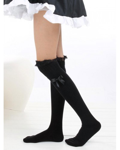 Sweet Cotton Lolita Knee High Socks Lace Trim Lace Ribbon