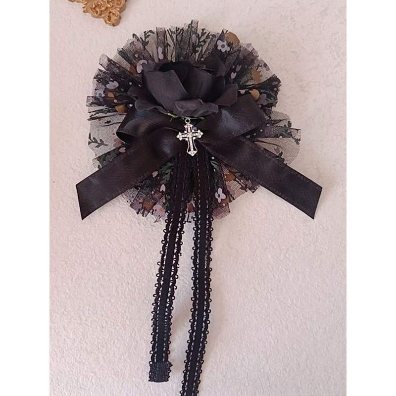 Lolita Black Flowers Ruffles Polyester Headwear Miscellaneous Accessories Gothic Daily Casual Tea Party