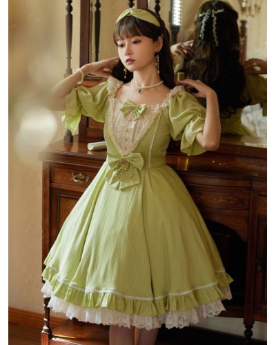 Sweet Lolita Dress Polyester Short Sleeves Dress