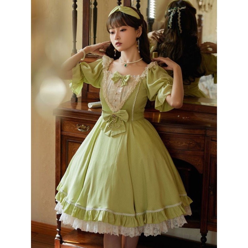 Sweet Lolita Dress Polyester Short Sleeves Dress