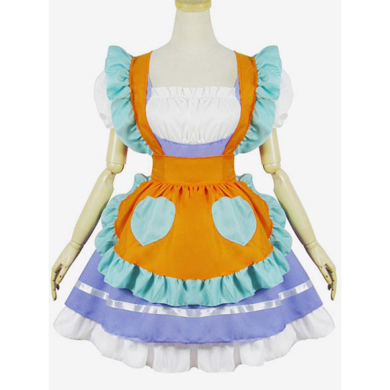 En Lolita Set Color Block Ruffle Lolita Jumper Skirt With Apron Sets Maid Daily Casual Tea Party