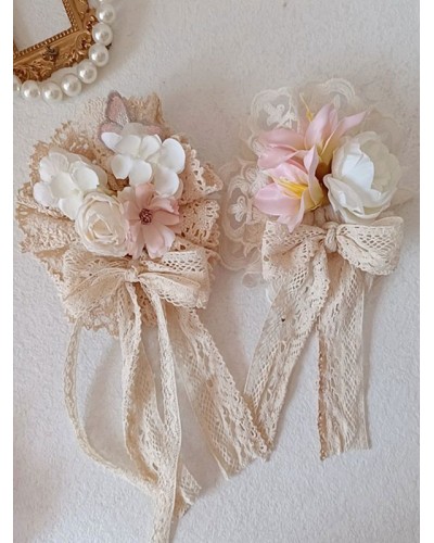 Lolita Ecru White Ruffles Flowers Polyester Headwear Miscellaneous Accessories Sweet Daily Casual Tea Party