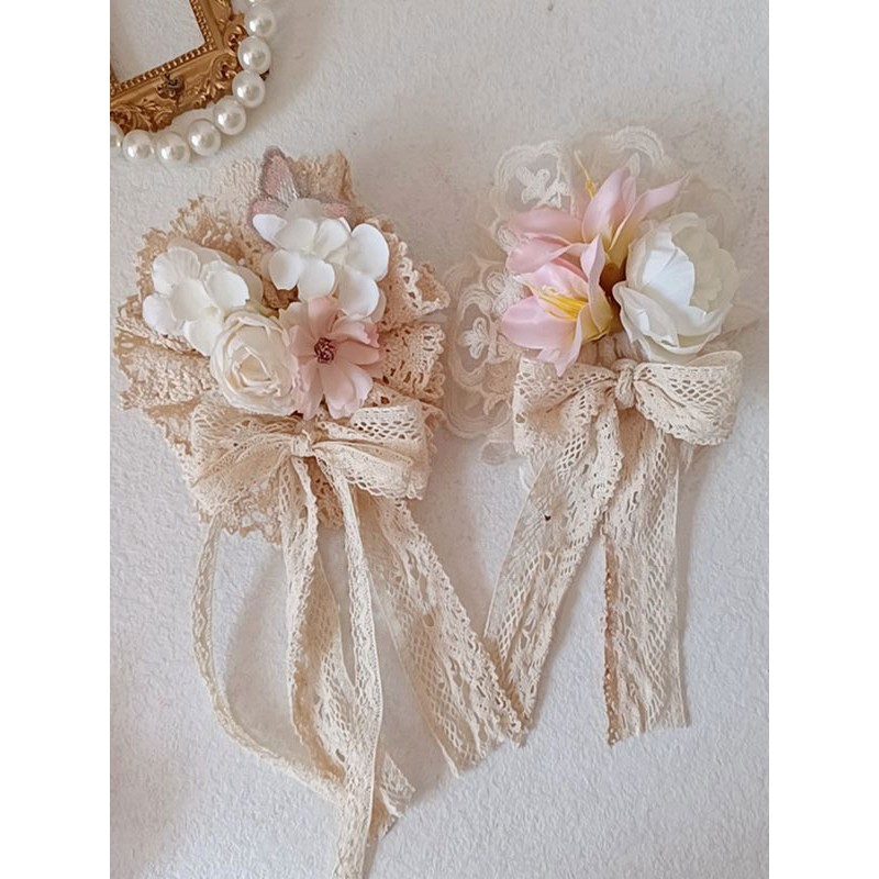 Lolita Ecru White Ruffles Flowers Polyester Headwear Miscellaneous Accessories Sweet Daily Casual Tea Party