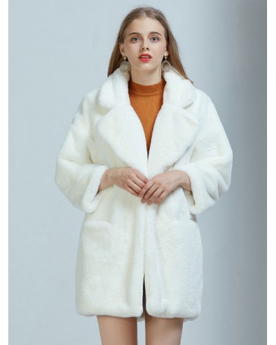 Faux Fur Coats For Women White Winter Outerwear Casual