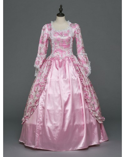 Women Victorian Dress Costume 's Rococo Ball Gowns Pink Ruffle Long Sleeves Royal Victoria Era Clothing Princess Retro Costumes Dress Halloween Sets ROCOCO