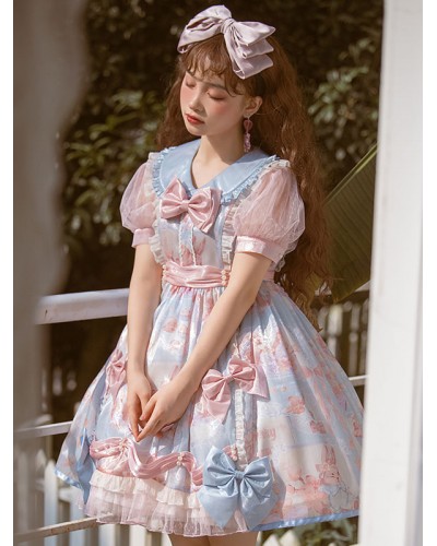 Sweet Lolita Dress Polyester Short Sleeves Dress