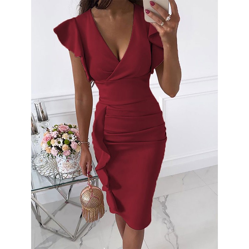 Dresses V-Neck Asymmetrical Sexy Pencil Dress Bodycon Daily Casual