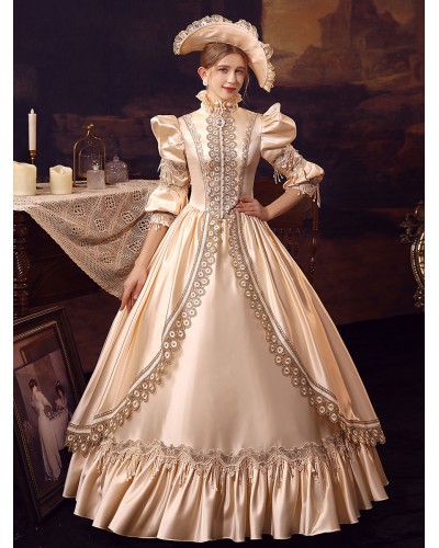 Women Champagne Costumes Polyester Dress 's Marie Antoinette Costume Party Prom Dress Royal Retro Gothic Euro-Style