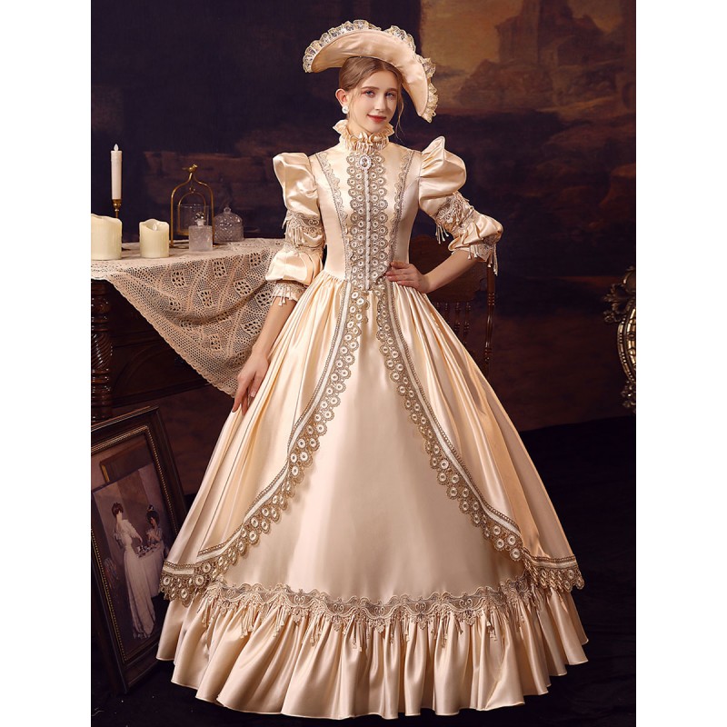 Women Champagne Costumes Polyester Dress 's Marie Antoinette Costume Party Prom Dress Royal Retro Gothic Euro-Style