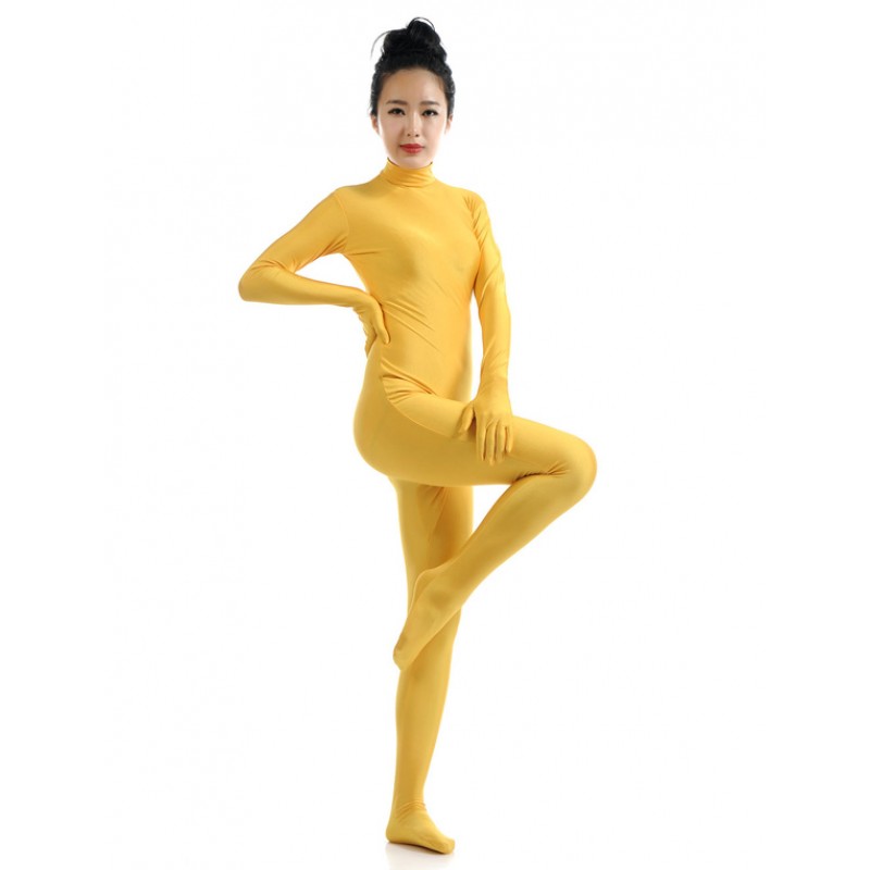 Yellow Morph Suit Adults Bodysuit Lycra Spandex Catsuit For Women