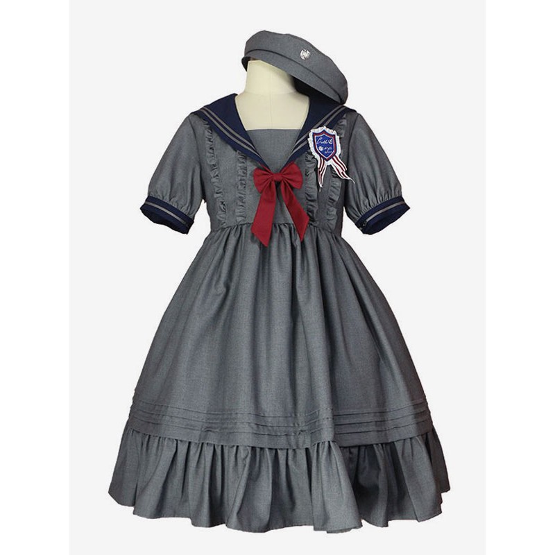 Navy Style Lolita Hat Accessory Polyester Gray Lolita Accessories Navy Style Daily Casual Tea Party