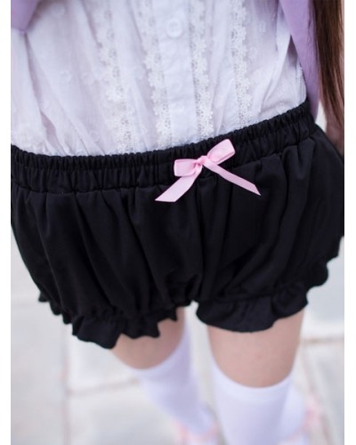 Black Lolita Bloomers Bows Cotton Lolita Shorts For Women Leggings Lovely Party