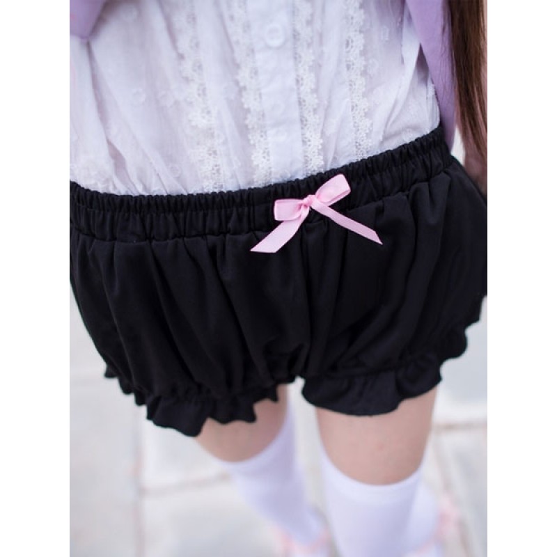 Black Lolita Bloomers Bows Cotton Lolita Shorts For Women Leggings Lovely Party