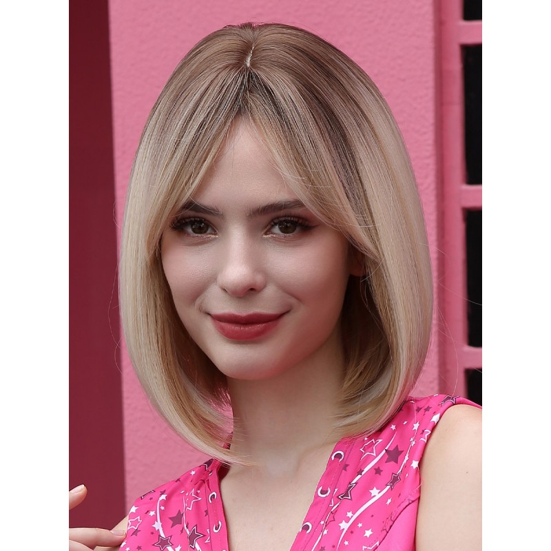 Barbie Wigs Straight Rayon Medium Wig For Woman Chic  Modern Casual