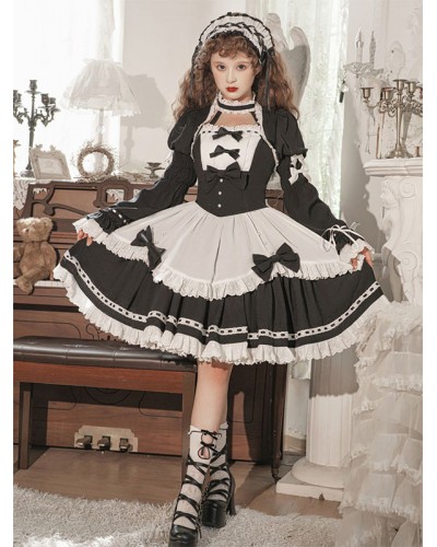 Lolita Dresses Tea Party Style Lolita Skirt Ruffles Sleeveless Polyester Sweet Black