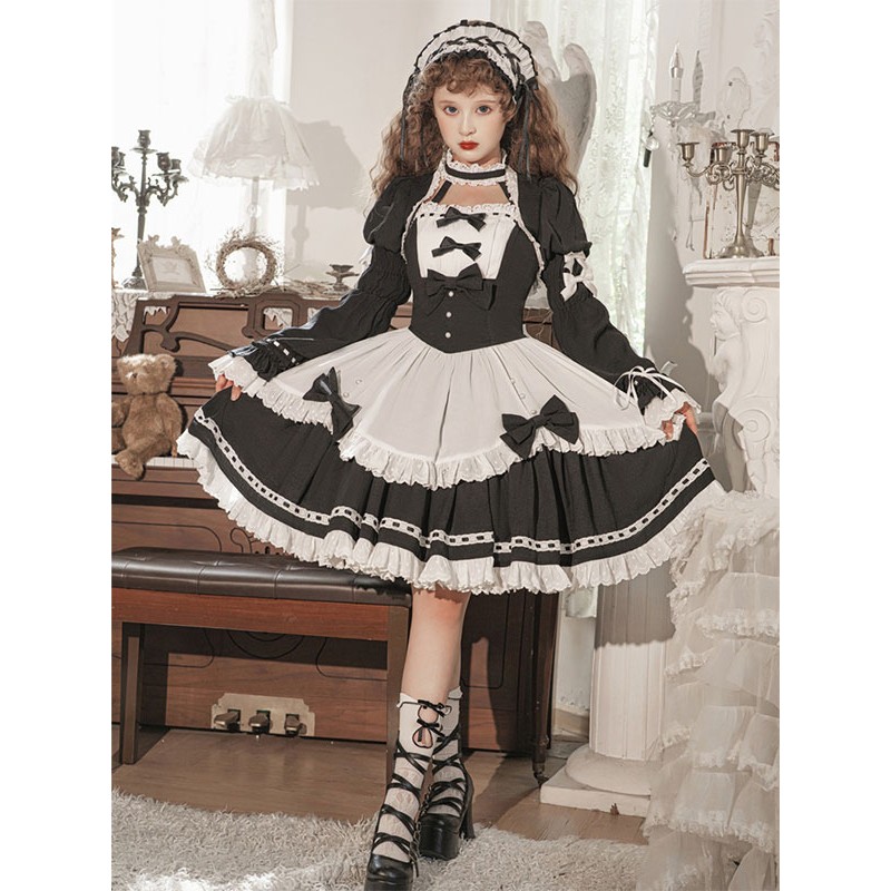 Lolita Dresses Tea Party Style Lolita Skirt Ruffles Sleeveless Polyester Sweet Black