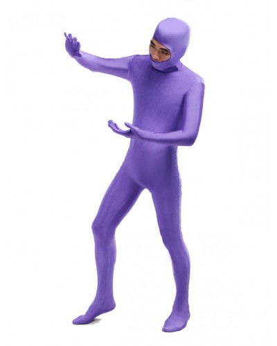 Unisex Morph Suit Purple Lycra Spandex Fabric Catsuit With Face Opened Men's Body Suit