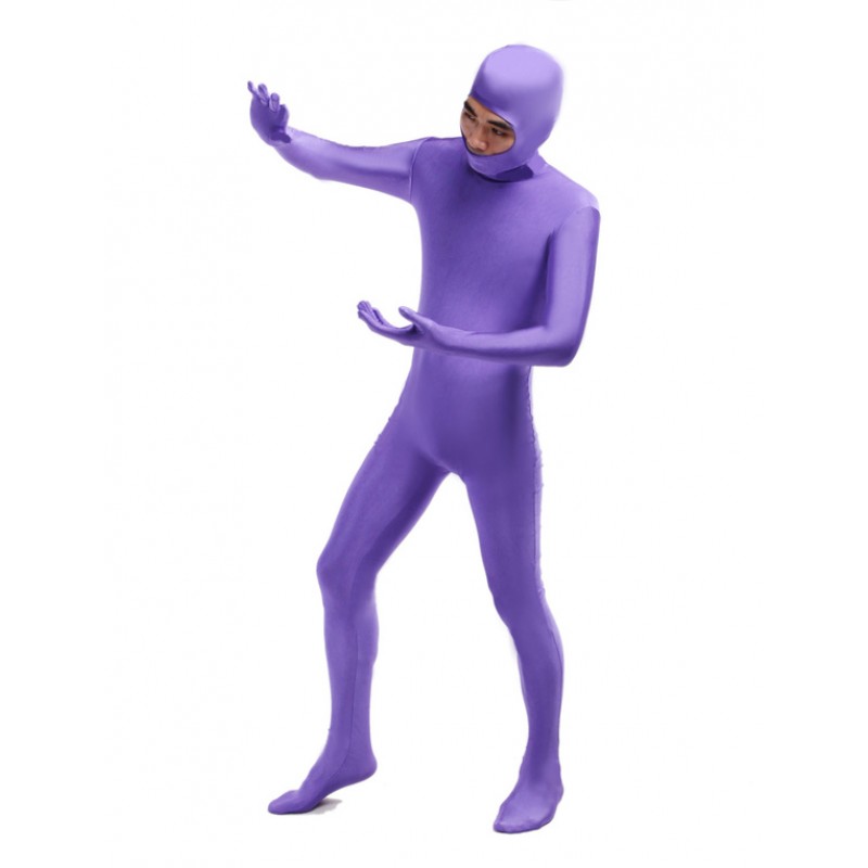 Unisex Morph Suit Purple Lycra Spandex Fabric Catsuit With Face Opened Men's Body Suit