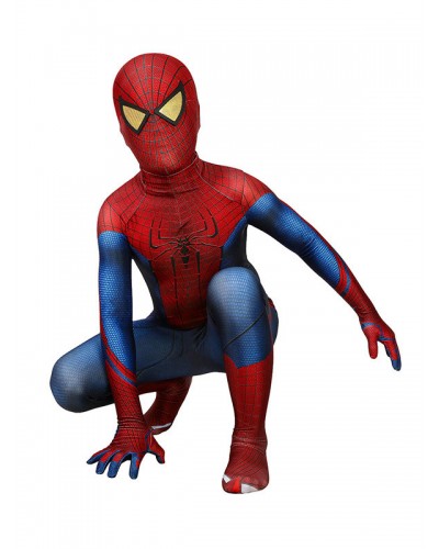 Men The Amazing Spider Man Kids Cosplay Red Jumpsuit Lycra Spandex Catsuits Zentai Marvel Movie Spiderman 2012 Kids Cosplay Costumes