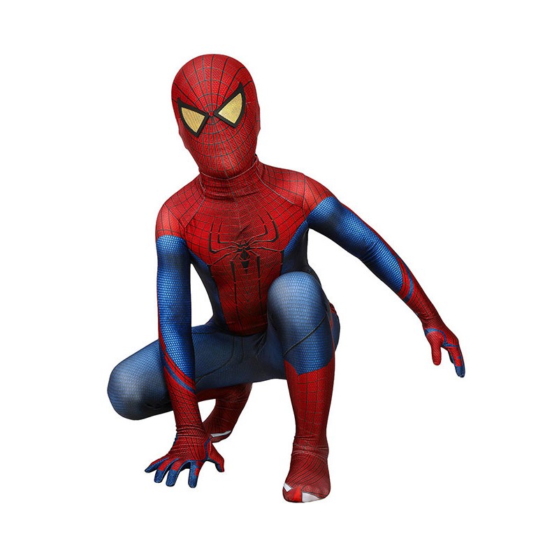 Men The Amazing Spider Man Kids Cosplay Red Jumpsuit Lycra Spandex Catsuits Zentai Marvel Movie Spiderman 2012 Kids Cosplay Costumes