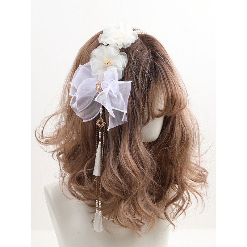 Style Lolita Burgundy Fringe Flowers Headwear Polyester Fiber Miscellaneous Accessories Sweet ROCOCO Daily Casual Tea Party