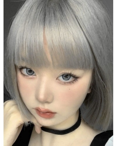 Style Lolita Wig Short Heat-resistant Fiber Gray Lolita Accessories Sweet Harajuku Fashion ROCOCO Daily Casual Tea Party