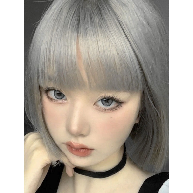 Style Lolita Wig Short Heat-resistant Fiber Gray Lolita Accessories Sweet Harajuku Fashion ROCOCO Daily Casual Tea Party