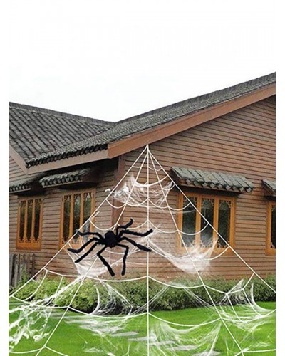 Halloween Decorations White Spider Web Polyester Fiber Holiday Decorations