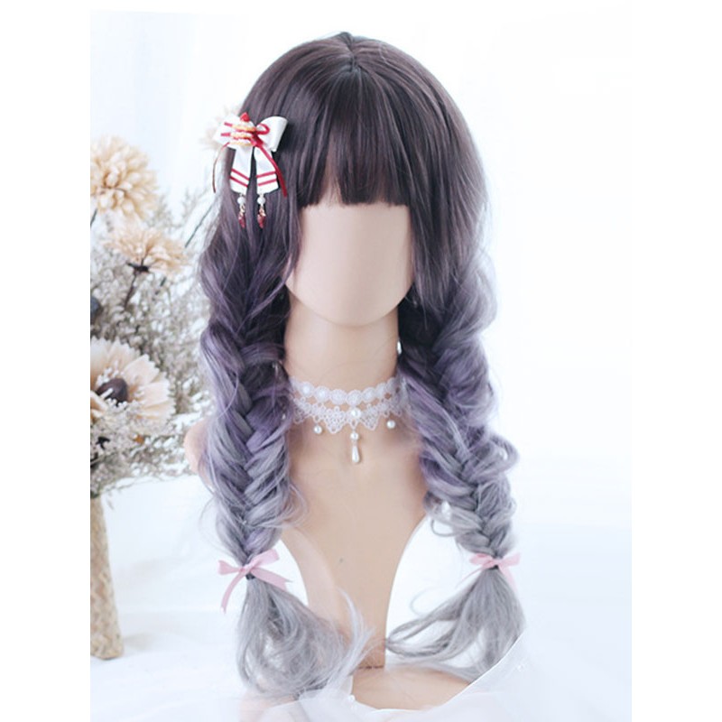 Style Lolita Wigs Long Heat-resistant Fiber Grape Lolita Accessories Sweet Harajuku Fashion ROCOCO Daily Casual Tea Party