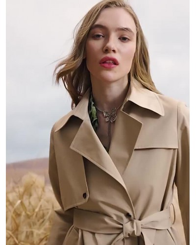 Women Trench Coat Turndown Collar Sash Long Sleeves 's Classic Outerwear Trench Coats Spring Fall Street Wear Daily Casual Field