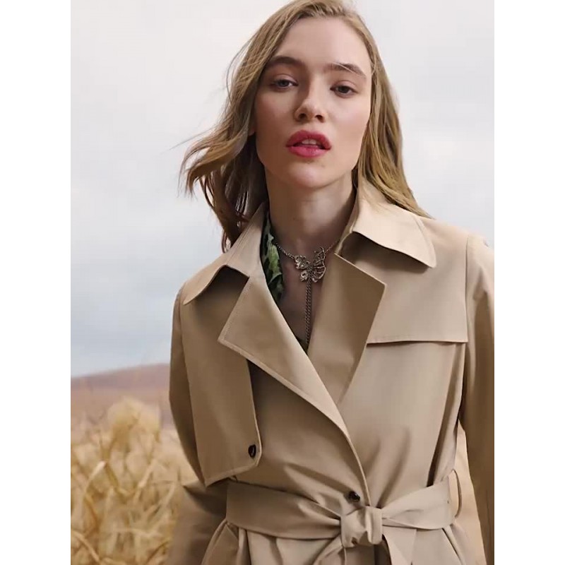 Women Trench Coat Turndown Collar Sash Long Sleeves 's Classic Outerwear Trench Coats Spring Fall Street Wear Daily Casual Field