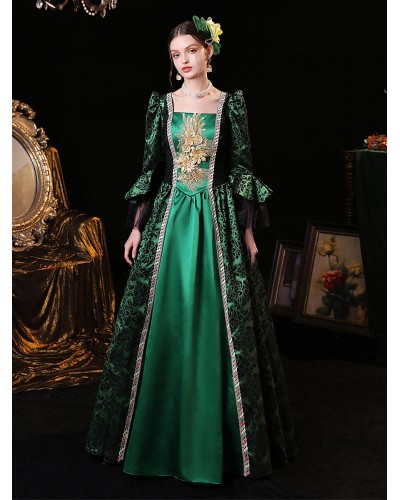 Women Green Costumes 's Marie Antoinette Costume Polyester Dress 18th Century Costume Tunic Royal Retro Euro-Style Renaissance European Style Baroque