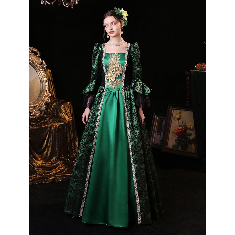 Women Green Costumes 's Marie Antoinette Costume Polyester Dress 18th Century Costume Tunic Royal Retro Euro-Style Renaissance European Style Baroque