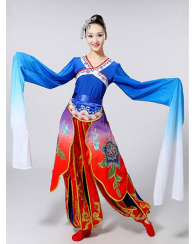 Women Classical Dance Costumes Chinese Jinghong Dance Long Sleeve Performance Costumes Halloween Ethnic