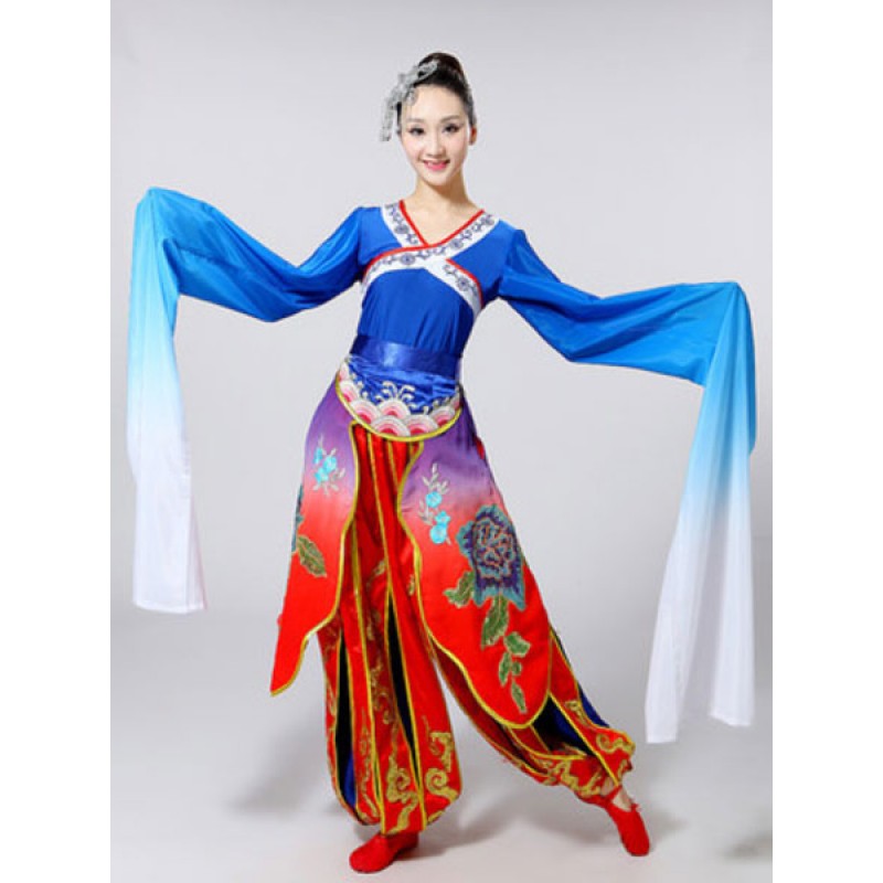 Women Classical Dance Costumes Chinese Jinghong Dance Long Sleeve Performance Costumes Halloween Ethnic