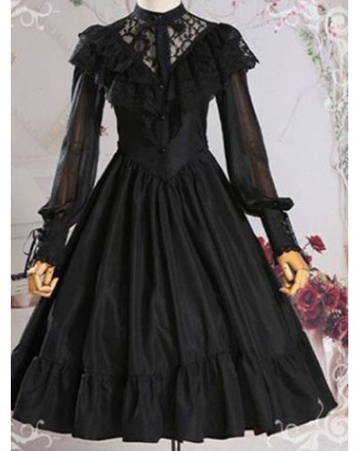 Lolita OP Dress Black Ruffles Lolita One Piece Dresses Sweet Spring Summer Fall Winter Tea Party