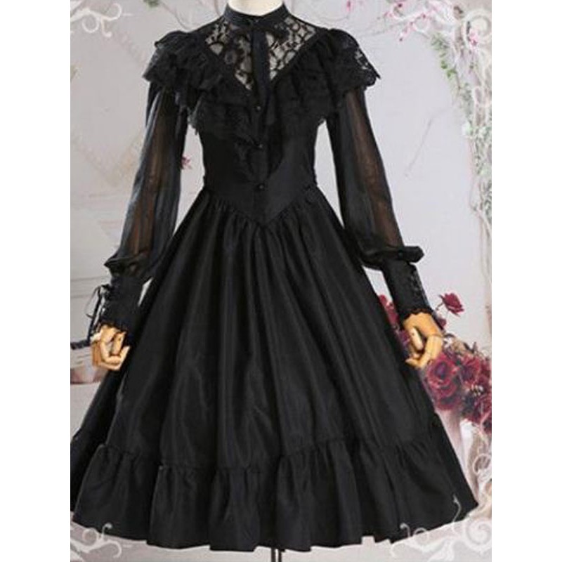 Lolita OP Dress Black Ruffles Lolita One Piece Dresses Sweet Spring Summer Fall Winter Tea Party