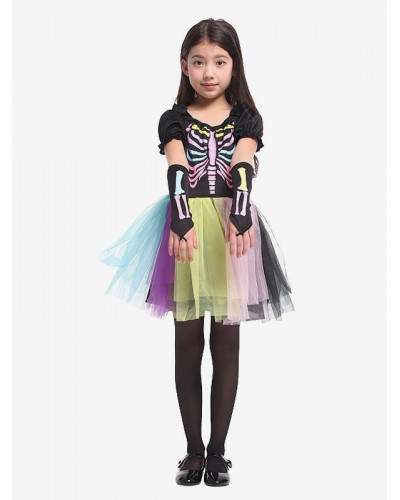 Halloween Costumes For Kids Black Polyester Fiber Dress Holiday Costume Tunic