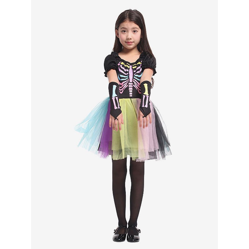 Halloween Costumes For Kids Black Polyester Fiber Dress Holiday Costume Tunic