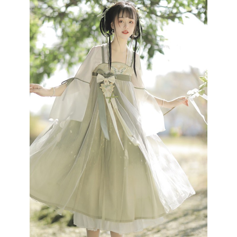 Chinese Style Lolita Dress Embroidered Sleeveless Polyester Chinese Style Floral Print Light Green Chinese Style Lolita