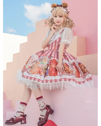 Sweet Lolita Dress Polyester Sleeveless Dress Adjustable Elastic