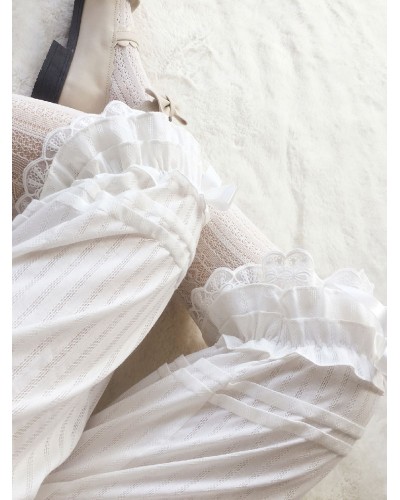 Sweet Lolita Pant White Jacquard Loose Lolita Trousers