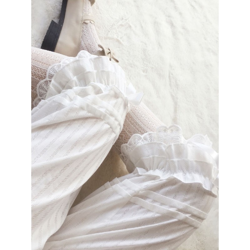 Sweet Lolita Pant White Jacquard Loose Lolita Trousers