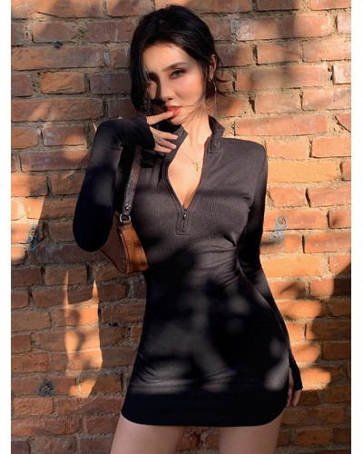 Women Birthday Party Wrap Dress Black Long Sleeves V Neck Short Bodycon Semi Formal Wrap Dresses Spring Summer Fall