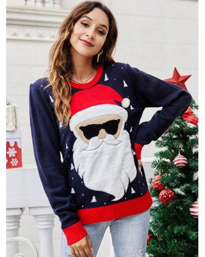 Women Pullover Sweater Christmas Santa 2023 Knit Tops Classic  Traditional Casual Spring Fall Winter