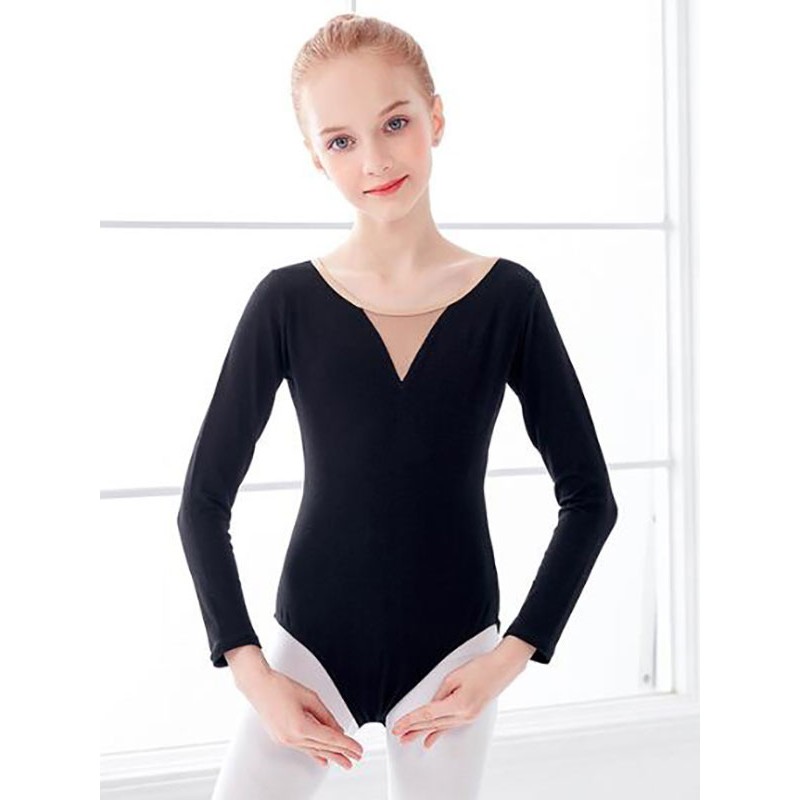 Women Ballet Dress Black 's Kid's Ballerina Pleated Cut Out Color Block Shaping Lycra Spandex Performance Wear Jumpsuit Elegant Art Deco/Retro