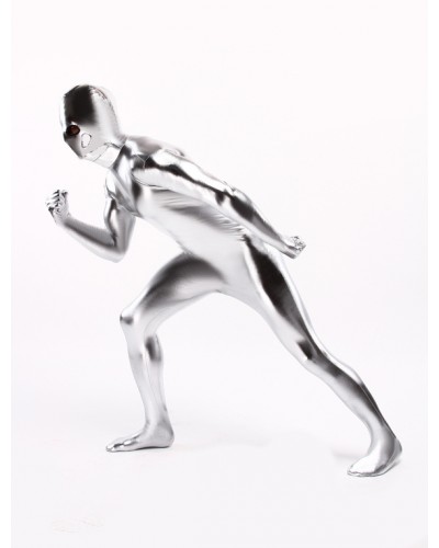 Unisex Silver Shiny Metallic Zentai Suit Halloween Costume Cosplay Halloween