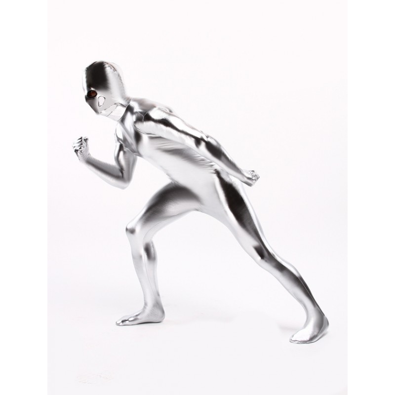 Unisex Silver Shiny Metallic Zentai Suit Halloween Costume Cosplay Halloween