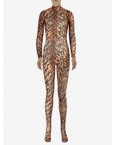 Women Tiger Print Morph Suit Adults Bodysuit Lycra Spandex Catsuit For