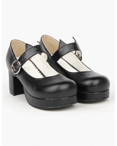 Black Round Toe Lolita Shoes For Girls Lovely Party